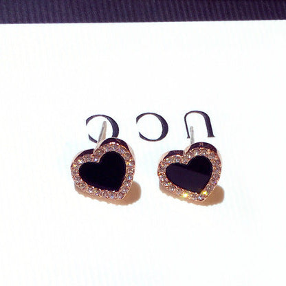 Wholesale Zircon Heart-shaped Alloy Earrings JDC-ES-PaiL003