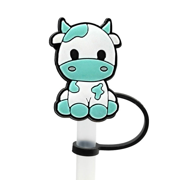 Wholesale 10PCS Cartoon Cow Milk Box Silicone Dustproof Straw Stopper JDC-SCR-KuaJi018
