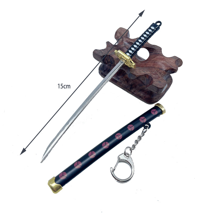 Wholesale One Piece Zoro Snow Knife Buckle Three Sword Style Scabbard Weapon Model Keychain JDC-KC-Meis001