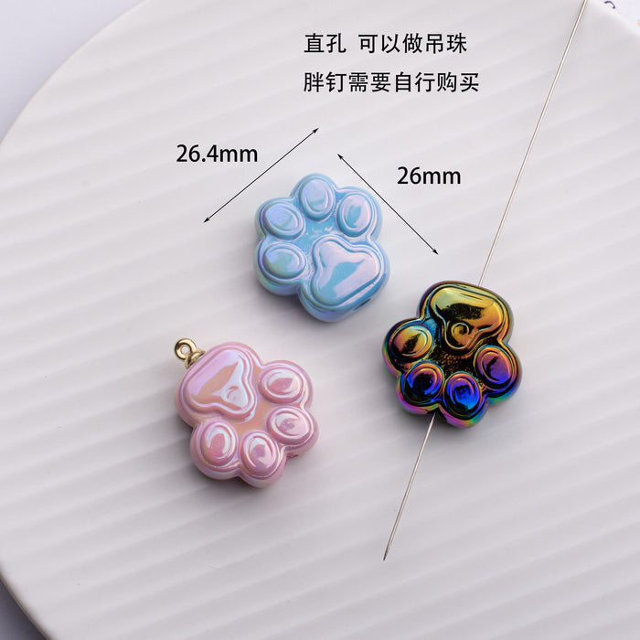 Wholesale Cat Claw Colorful UV Plated Acrylic Straight Hole Loose Beads JDC-BDS-ShiLi005