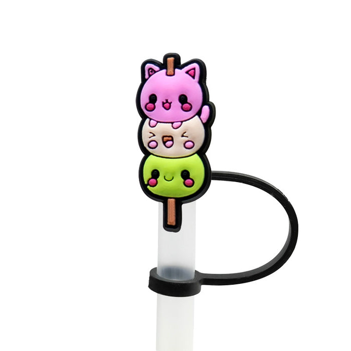 Wholesale 10PCS/PACK Cute Cartoon Dustproof Soft Rubber Straw Caps JDC-SCR-LaiAo017