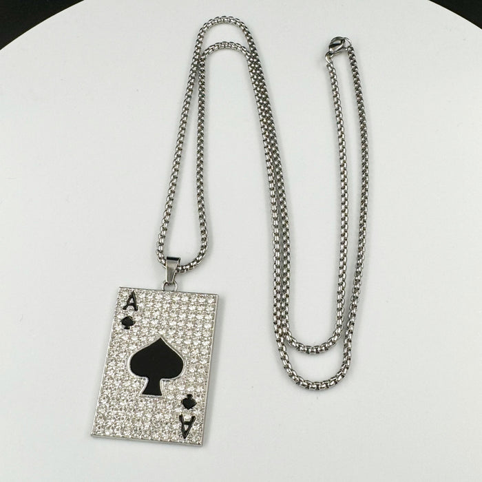 Wholesale Diamond Playing Cards Men's Alloy Necklace JDC-NE-DanYuan010