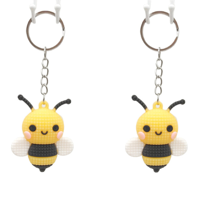 Wholesale PVC Three-dimensional Knitted Cartoon Little Bee Keychain JDC-KC-TYS001