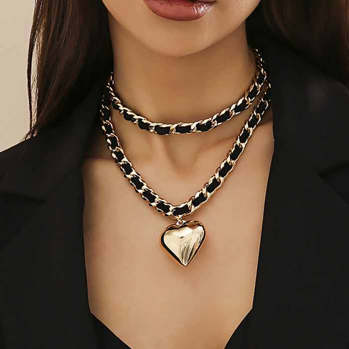 Wholesale Velvet Chain Love Versatile Double Layer Necklace JDC-NE-DaoNi009