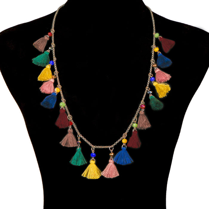 Wholesale Necklace Alloy Colorful Tassel Boho Necklace JDC-NE-PREMJM001