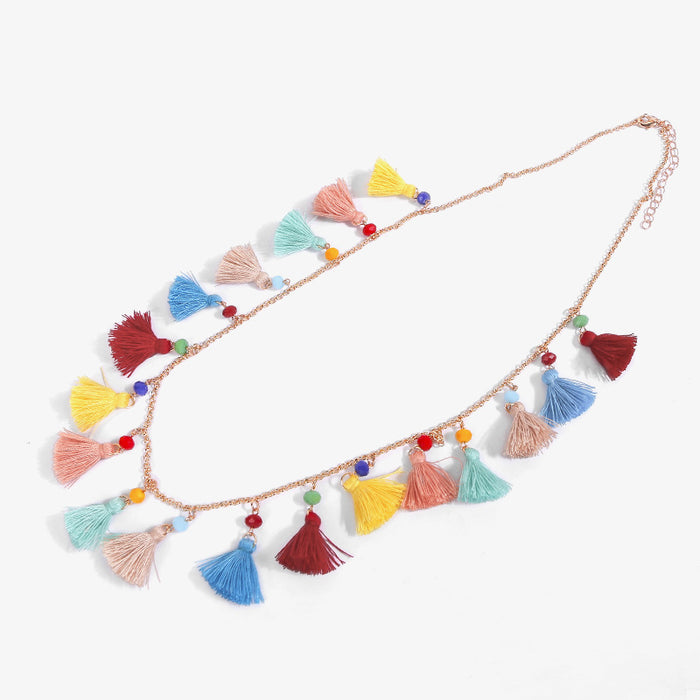 Wholesale Necklace Alloy Colorful Tassel Boho Necklace JDC-NE-PREMJM001
