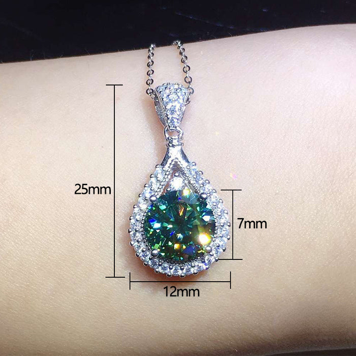 Wholesale Necklace Copper Zircon Emerald Drops MOQ≥2 JDC-PREMCAOS-NE-025