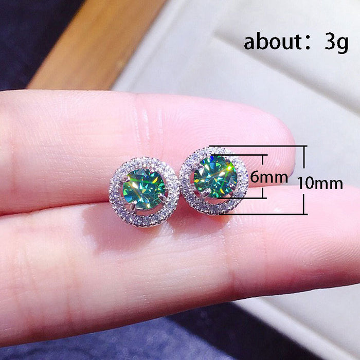 Wholesale Earrings Copper Super Flash Blue Green Zircon Stud Earrings MOQ≥2 JDC-ES-PREMCAOS015