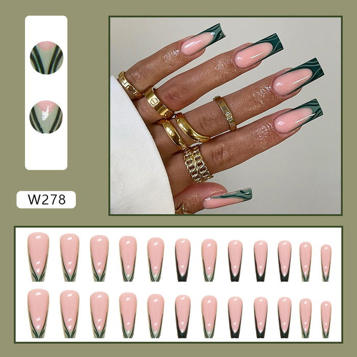 Wholesale Natural Green Stripe Resin Nail Stickers JDC-NS-QiH030