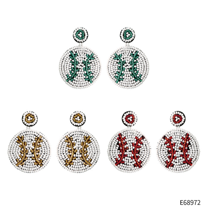 Wholesale Earrings Rice Beads Baseball MOQ≥2 JDC-ES-PREMJM003