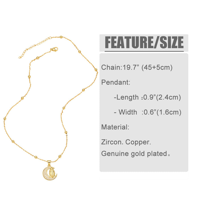 Wholesale Necklace Copper Plated 18K Gold Zircon Virgin Mary JDC-PREMAS-NE-026