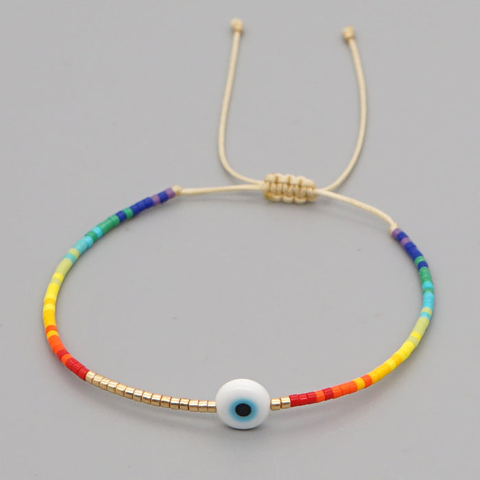 Wholesale Bracelet Miyuki Rice Beads Woven Letters Devil's Eye JDC-BT-PREMGBH006
