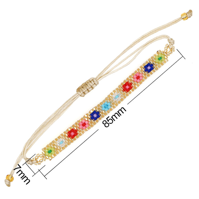 Wholesale Bracelet Miyuki Rice Beads Hand Braided Daisies JDC-BT-PREMGBH007