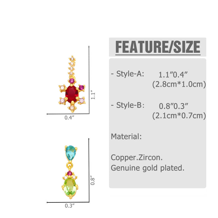 Wholesale Earrings Copper Plated 18K Gold Zircon Colored Drop Shape JDC-PREMAS-ES-021
