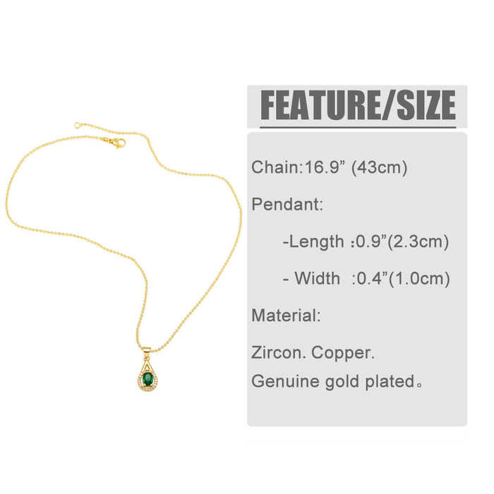 Wholesale Necklace Copper Plated 18K Gold Zircon Emerald Leopard Head JDC-PREMAS-NE-018