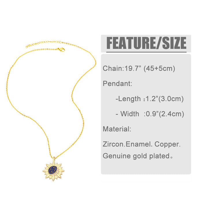 Wholesale Necklace Copper Plated 18K Gold Zircon Sun Star Moon JDC-PREMAS-NE-023