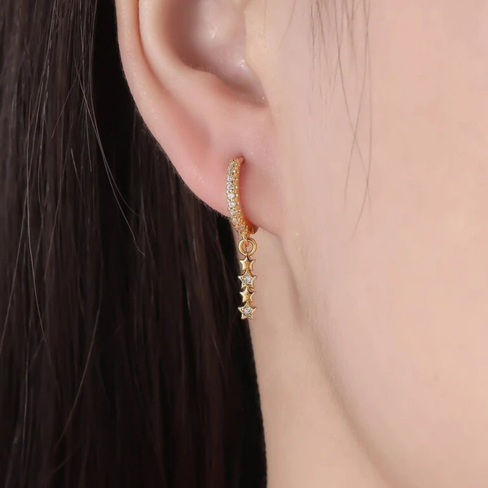 Wholesale Earrings Copper Pentagram Zircon MOQ≥2 JDC-ES-PREMCAOS009