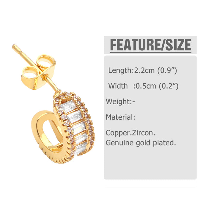 Wholesale Earrings Copper Plated 18K Gold Zircon Color C Shape JDC-PREMAS-ES-024