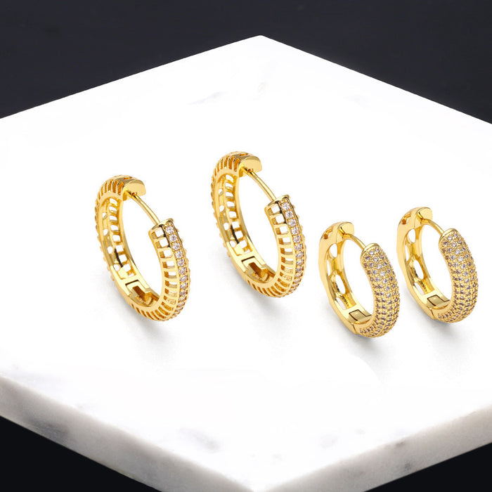 Wholesale Earrings Copper Plated 18K Gold Zircon JDC-PREMAS-ES-020