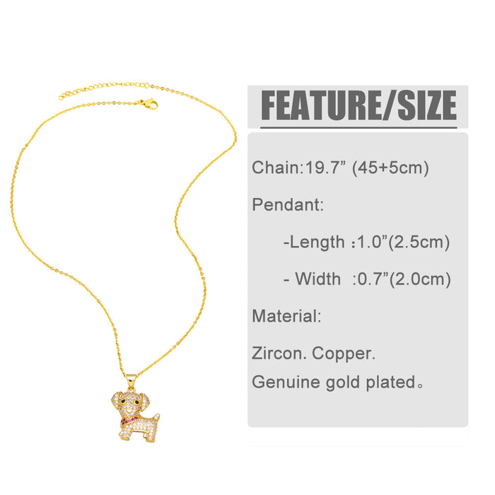 Wholesale Necklace Copper Plated 18K Gold Zircon Dog Cat JDC-PREMAS-NE-017