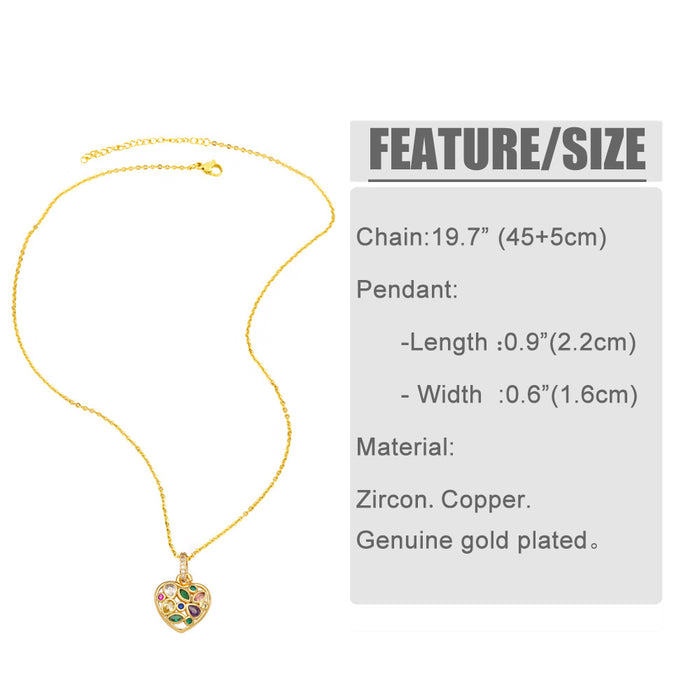 Wholesale Necklace Copper Plated 18K Gold Zircon Color JDC-PREMAS-NE-025