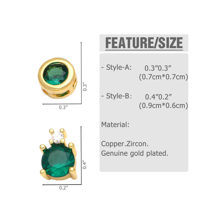 Wholesale Earrings Copper Plated 18K Gold Zircon Heart Shape Emeralds JDC-PREMAS-ES-025