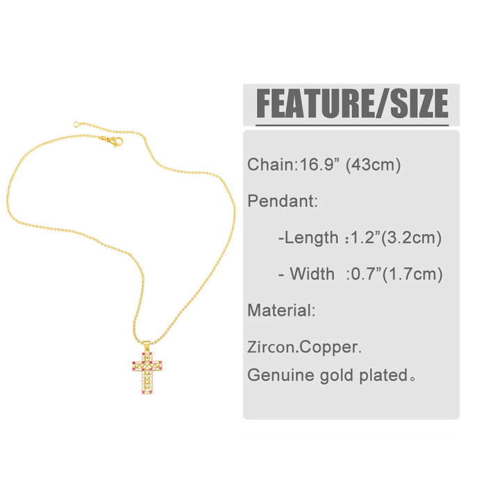 Wholesale Heart Color Diamond Cross Necklace JDC-NE-PREMAS024