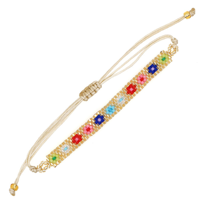 Wholesale Bracelet Miyuki Rice Beads Hand Braided Daisies JDC-BT-PREMGBH007