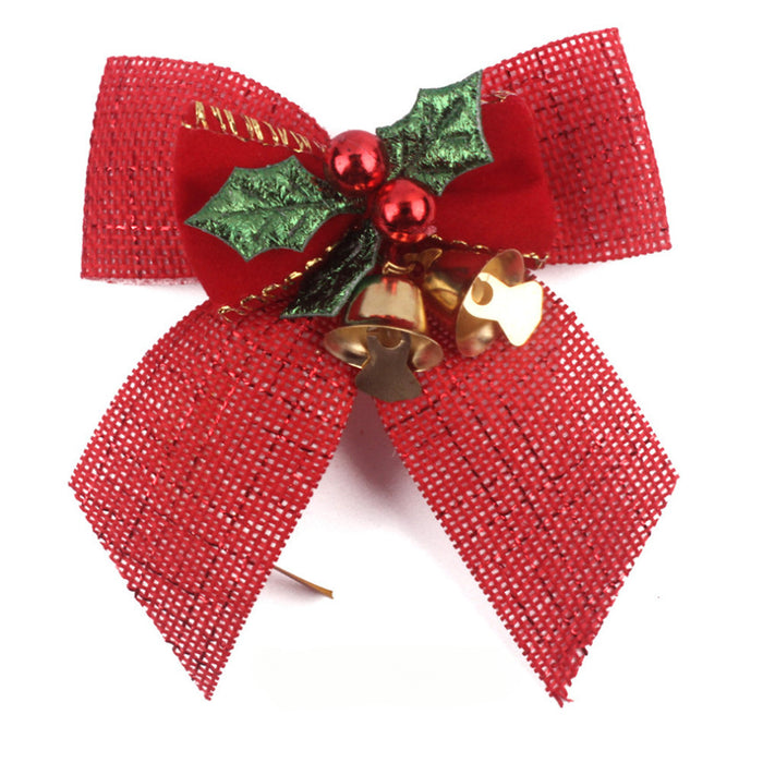 Wholesale Christmas Linen Bow Christmas Tree Ornament Gift Box Decoration JDC-DCN-ZHHAO001