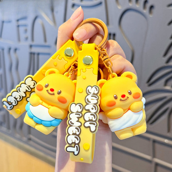 Wholesale PVC Butter Bear Cartoon Doll Keychain JDC-KC-MengXu003