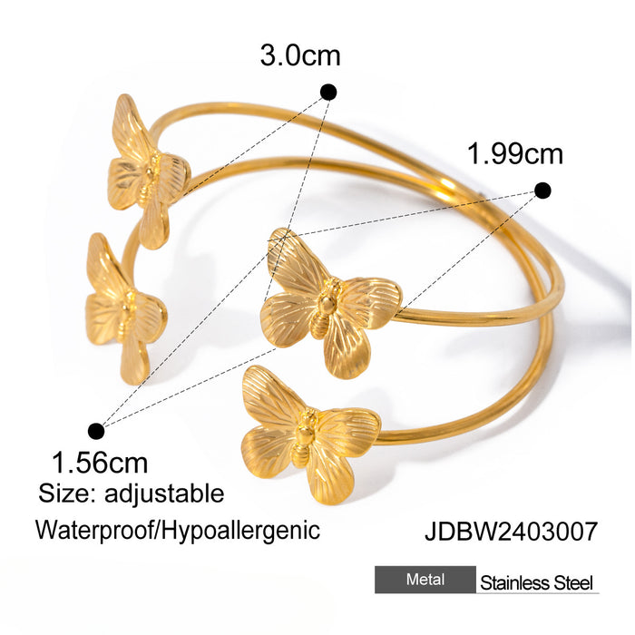 Wholesale 18k Gold Vintage Stainless Steel Butterfly Bracelet JDC-BT-JD114