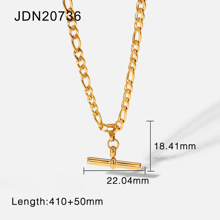 Wholesale 18K Gold Stainless Steel T Bar Pendant Necklace JDC-NE-JD405