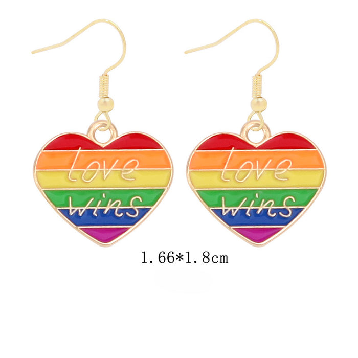 Wholesale 5pcs Rainbow Festival Love Zinc Alloy Valentine's Day Earrings JDC-ES-BingLi001