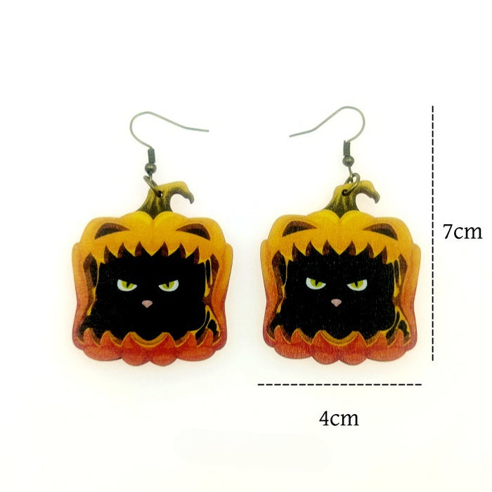 Wholesale Halloween Wooden Print Earrings JDC-ES-Yinxue001