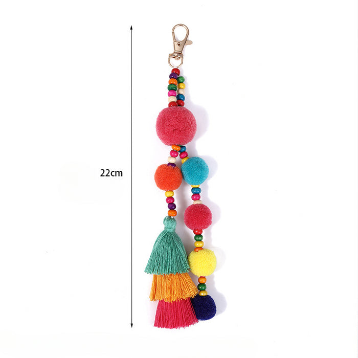 Wholesale Polyester Colorful Fur Ball Tassel Keychain JDC-KC-ZhenZhen002