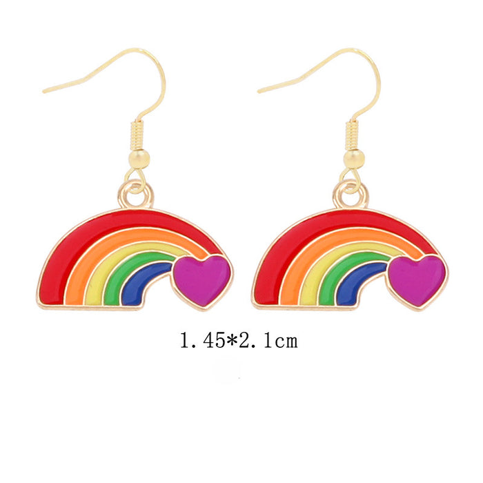 Wholesale 5pcs Rainbow Festival Love Zinc Alloy Valentine's Day Earrings JDC-ES-BingLi001