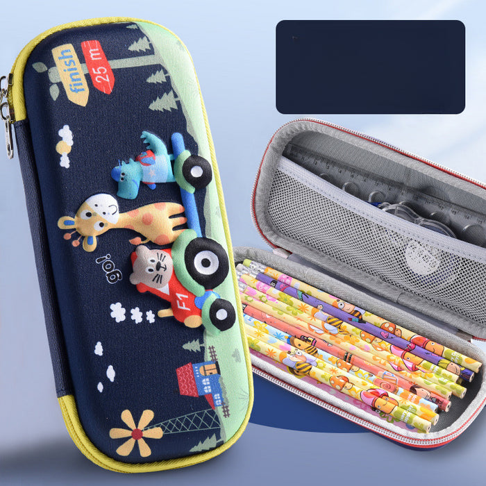 Wholesale 3D Children Cartoon Large Capacity Leather Pencil Case JDC-PC-QQBB004