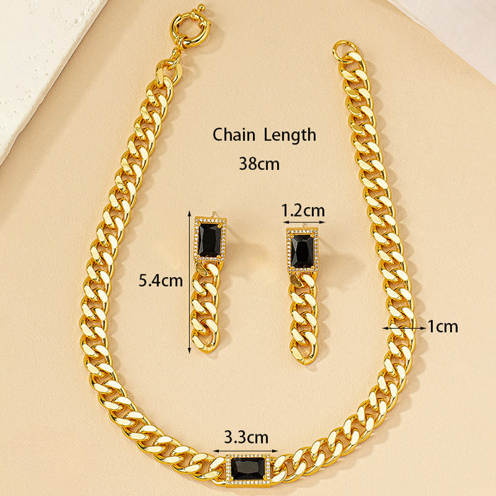 Wholesale Alloy Thick Chain Necklace Earrings Set JDC-NE-WeiY005