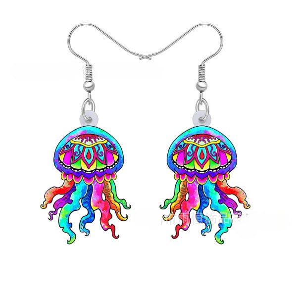 Wholesale Acrylic Cute Girl Cartoon Jellyfish Pendant Earrings JDC-ES-Yuhen007