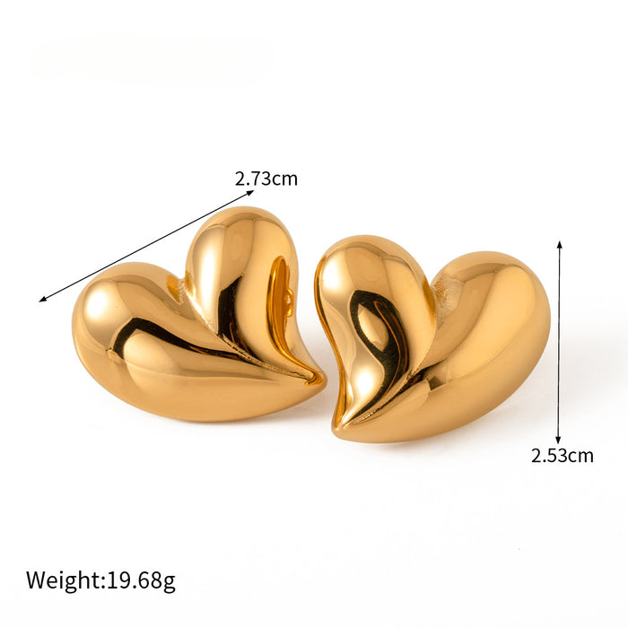 Wholesale 18K Gold Exaggerated Heart-shaped Earrings Stainless Steel Earrings JDC-ES-JD001