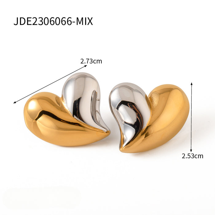 Wholesale 18K Gold Exaggerated Large Heart Shaped Stainless Steel Earrings JDC-ES-JD128