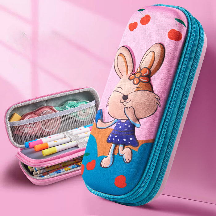 Wholesale 3D Children Cartoon Large Capacity Leather Pencil Case JDC-PC-QQBB005