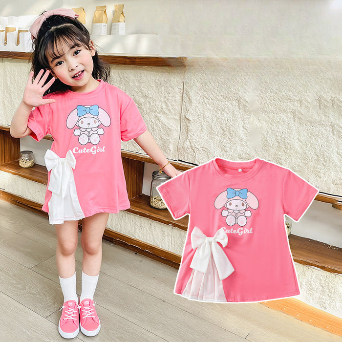 Wholesale New Baby Girl Dresses Fashionable Cute Cartoon Bow T-shirt Skirts for Small and Medium Children JDC-CTS-QNE001