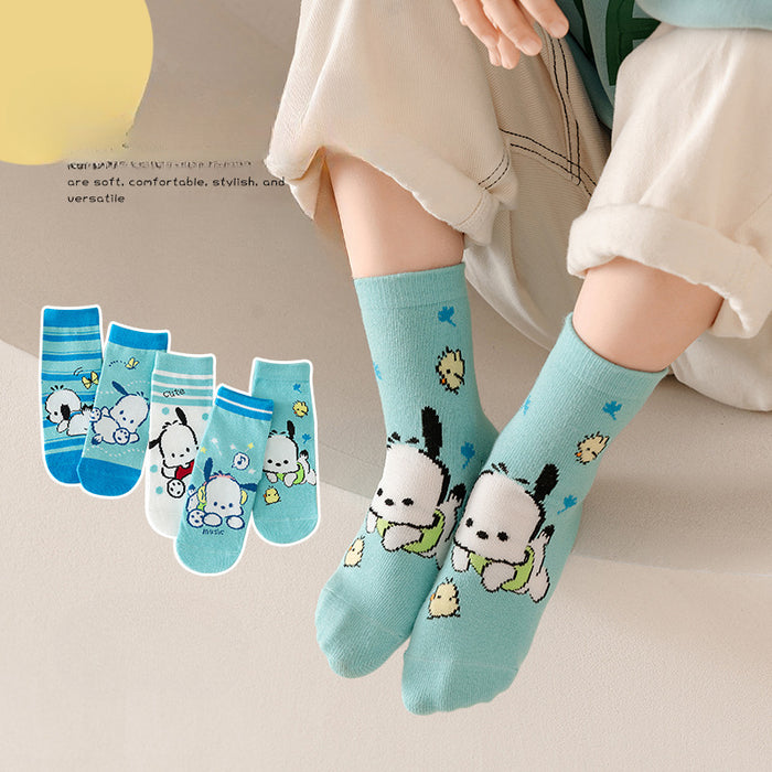 Wholesale 5 Pairs/pack Boys Socks Autumn New Product Cartoon Puppy Middle Socks Cute Pacha Dog Girls Baby Children Socks JDC-SK-LXWC002