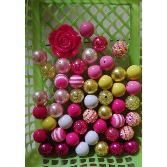 Wholesale 50pcs 20mm Rose Pink Gold Diamond Ball Acrylic Mixed Color Beads JDC-BDS-NiJia111