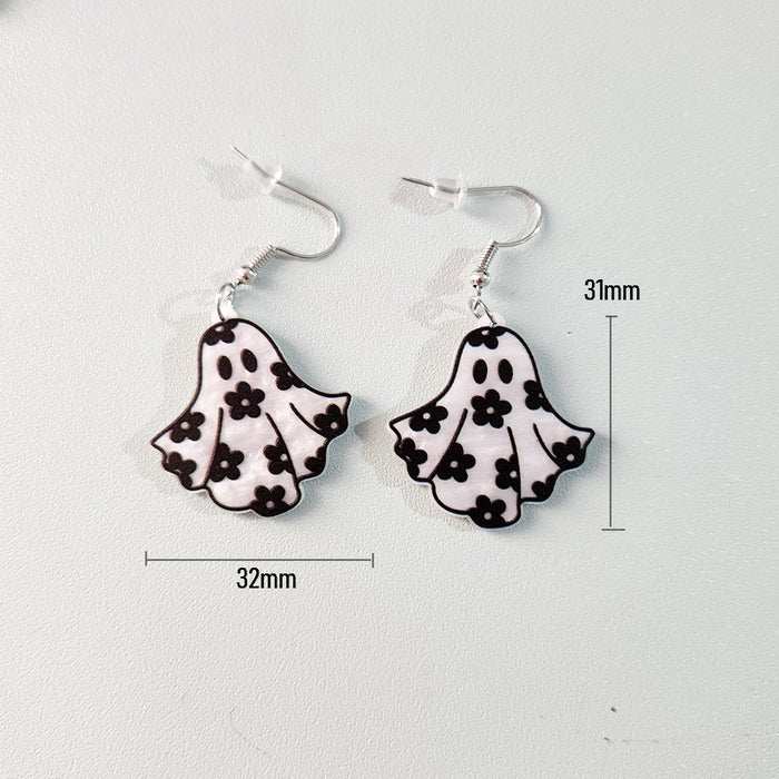 Wholesale Acrylic Cute Halloween Flower Pumpkin Bee Ghost Earrings JDC-ES-XuePa004