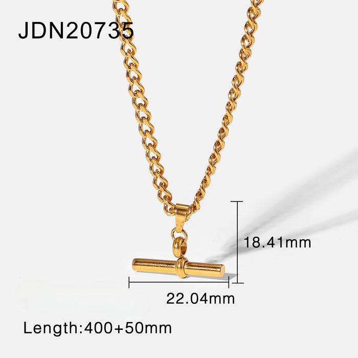 Wholesale 18K Gold Stainless Steel T Bar Pendant Necklace JDC-NE-JD405