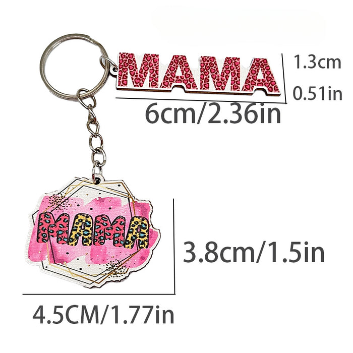 Wholesale P Pink Letter MAMA Mother's Day Wooden Keychain JDC-KC-TYS006