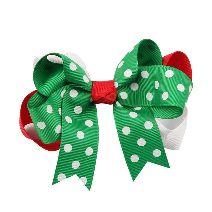 Wholesale Christmas Cartoon Print Bow Hairpin JDC-HC-QiuN015