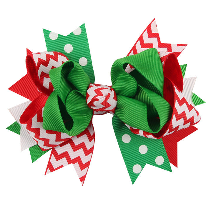 Wholesale Christmas Cartoon Print Bow Hairpin JDC-HC-QiuN015